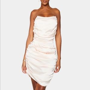 Dust pink Ruched Bandeau Bodycon Dress